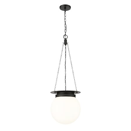 Z-Lite Calhoun Pendant, 1-Light, 13 In.W x 14.75 In.H, Matte black/white opal 7505P13-MB